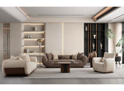 3+3+1 sedacia súprava z dreva s luxusným dizajnom