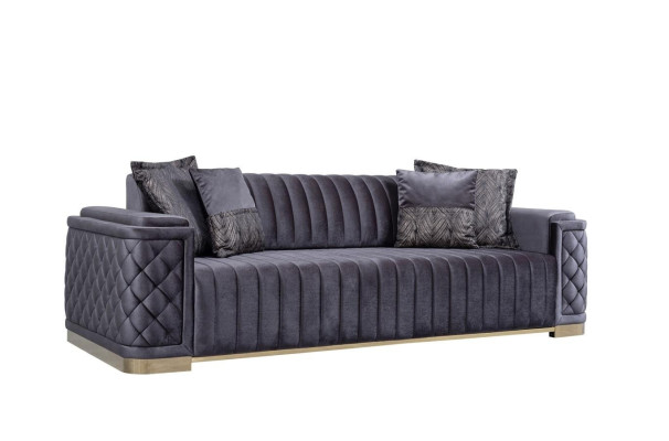 Moderný ružový tkaninový 3-sedač