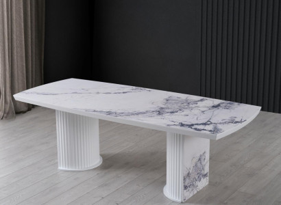 Luxusný drevený a mramorový jedálenský stôl, nový a moderný