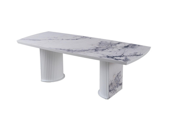 Luxusný drevený a mramorový jedálenský stôl, nový a moderný