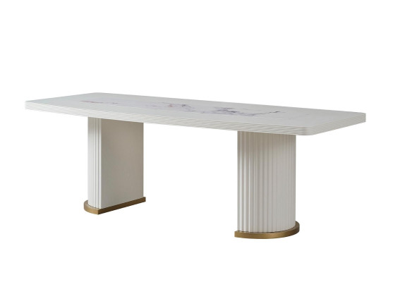 Luxusný jedálenský stôl moderný biely drevený jedálenský stôl