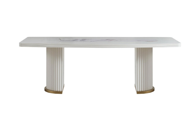 Luxusný jedálenský stôl moderný biely drevený jedálenský stôl