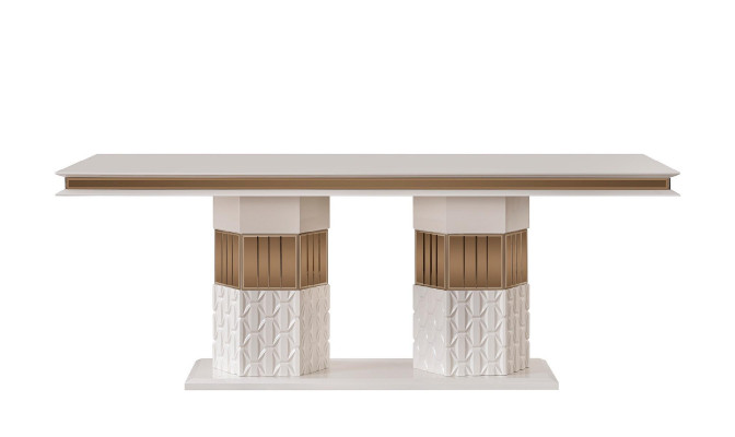 Luxusný zlatý dizajn dreveného jedálenského stola