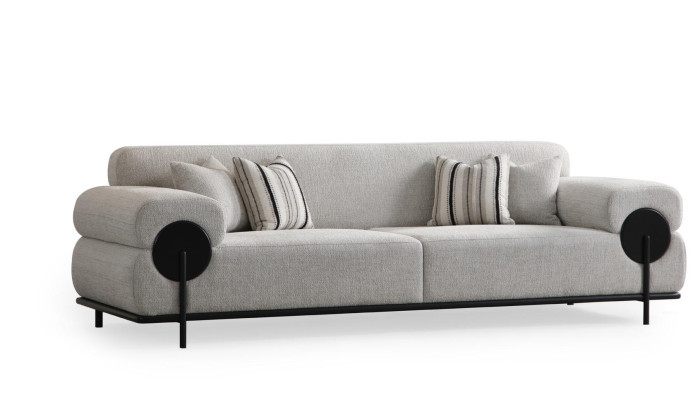 Moderný sivý látkový trojsed