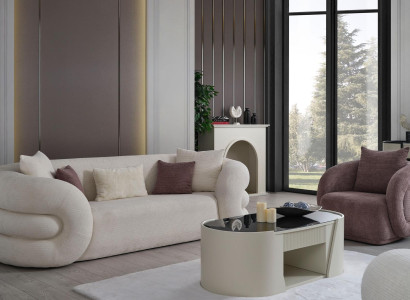 3-miestna pohovka a stoličkový set v bielej farbe 3 kusy nový dizajn pre obývaciu izbu