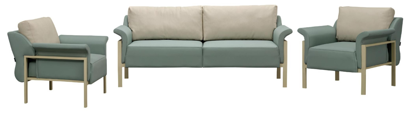 Moderný 3-dielny kožený gauč