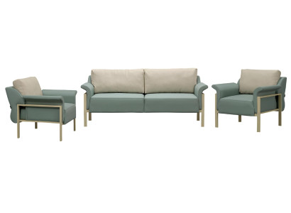 Moderný 3-dielny kožený gauč