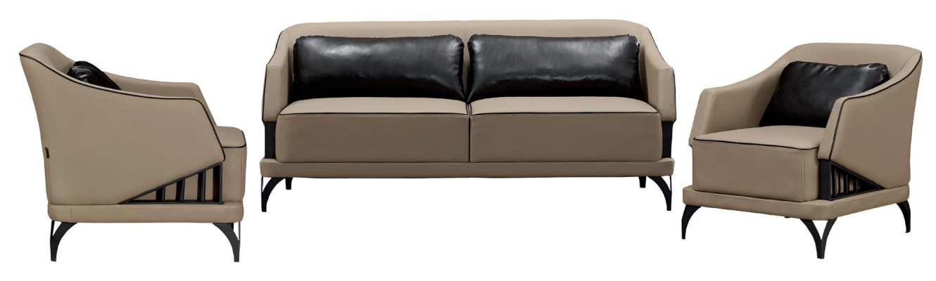 Súprava do obývacej izby 3+1+1 s mäkkým spracovaním a dreveným stolom 3 kusy