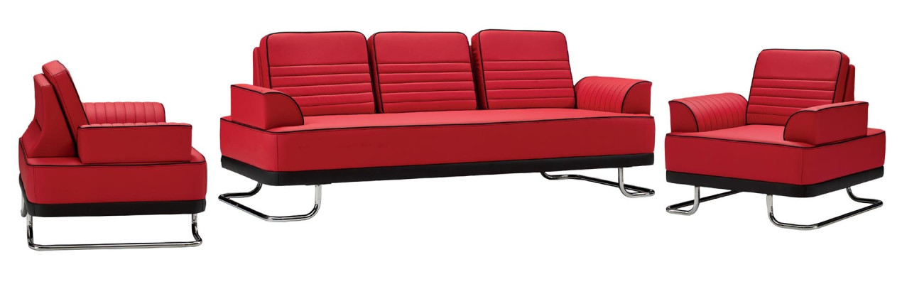 Kompletný 3-dielny kožený gauč 3+1+1 pre esteticky dokončenú obývaciu izbu