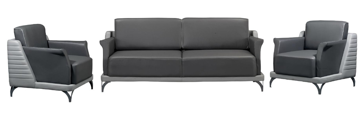 3-dielna súprava pohoviek 3+1+1 čalúnená kožou do obývacej izby
