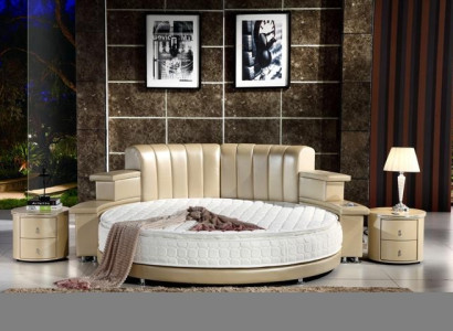 Moderná okrúhla posteľ s LED osvetlením