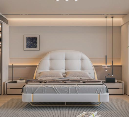 Povlečení z luxusní tkaniny s vyšívanými detaily a moderním kulatým čelem