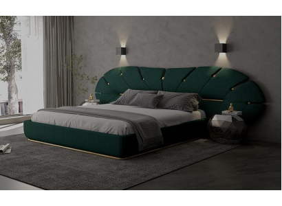 Posteľ s čalúnenými detailmi pre modernú spálňu