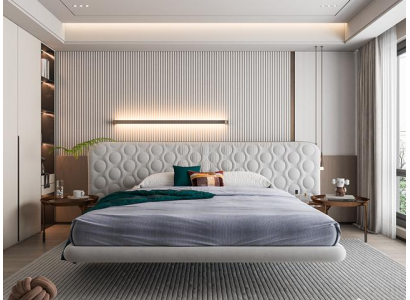 Moderný rám postele s minimalistickým a zaobleným dizajnom