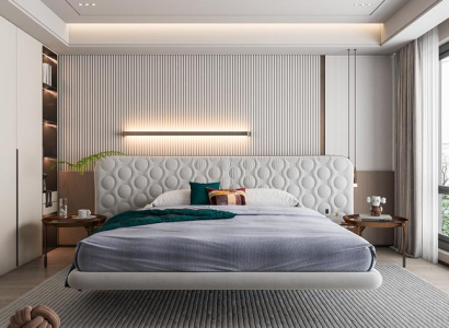 Moderný rám postele s minimalistickým a zaobleným dizajnom