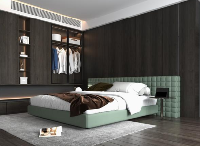 Elegantný moderný rám postele s čalúneným operadlom