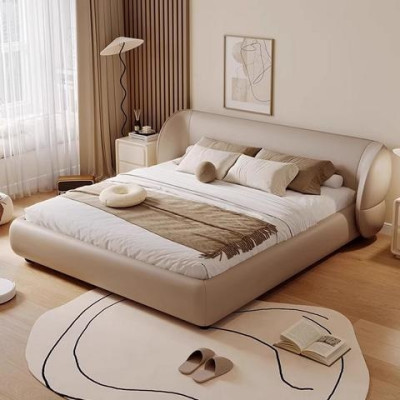 Moderná klopná posteľ s funkciou v elegantnej sivej tkanine