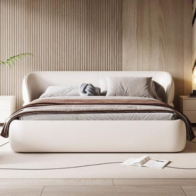 Moderná klopná posteľ s funkciou v elegantnej sivej tkanine