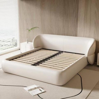 Moderná klopná posteľ s funkciou v elegantnej sivej tkanine