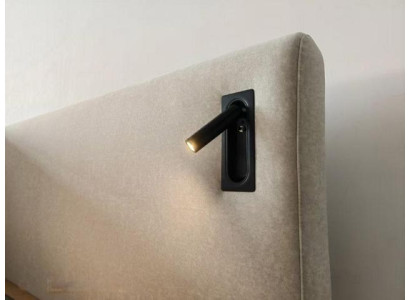 Moderná posteľ v béžovej farbe s LED osvetlením a luxusným čalúnením