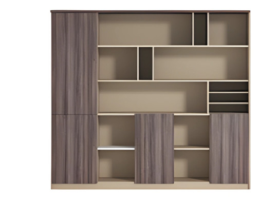 Moderné písacie stôl v béžovej a hnedej farbe s dreveným efektom, otvorený, pre pracovné miesto