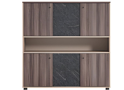 Sivo-rjav moderner leseni pisalni miza z zložljivimi vrati