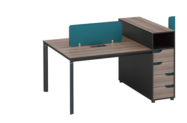 Moderný písací stôl so skladovaním, deliaca doska a vzhľadom dreva