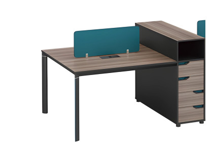 Moderný písací stôl so skladovaním, deliaca doska a vzhľadom dreva