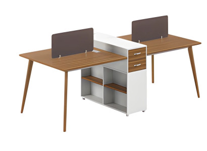 Moderný písací stôl s policami a jednoduchou priečkou