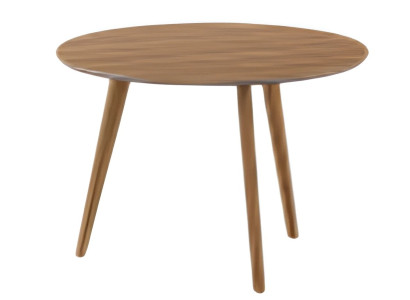 Moderný okrúhly konferenčný stolík s jednoduchými drevenými nohami
