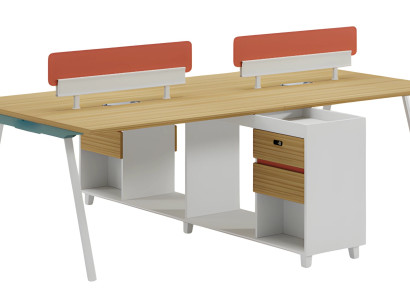 Moderný písací stôl s opierkou, úložným priestorom a policami