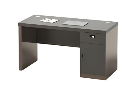 Moderná čierna stôl so skladovaním a správou káblov