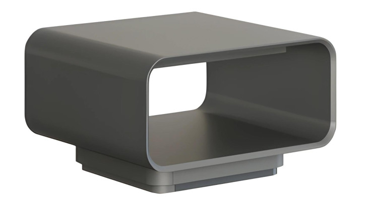 Moderná sivá a čierna kávová misa s otvorenou policou v minimalistickom štýle