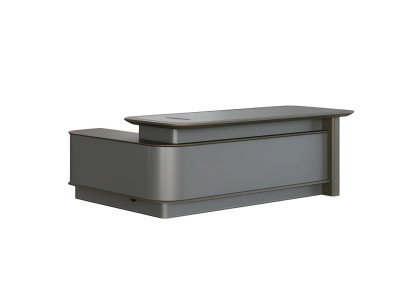 Moderná sivá písacia stôl so skladovaním a správou káblov