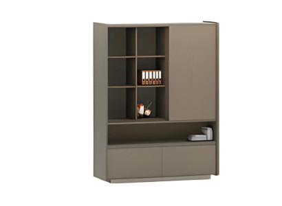 Moderný kancelársky stôl s policami a zásuvkami na dokumenty