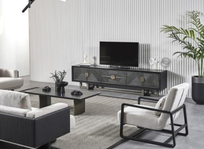 Moderná hnedá textilná sedacia súprava a kreslo