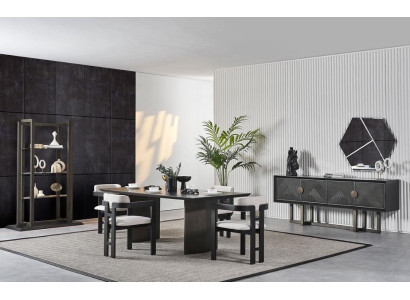 Elegantný jedálenský stôl s 4 stoličkami a konzolou