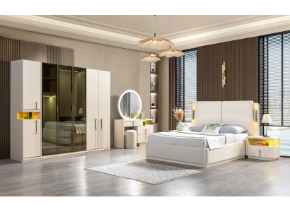 Kompletné moderné spálňové nábytkové postele skrine nočné skrinky