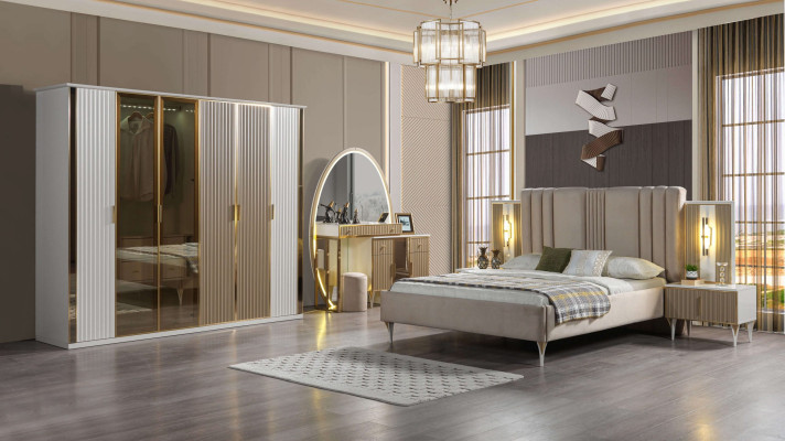 Moderná posteľná súprava s 6 dielmi, vrátane nočnej lampy