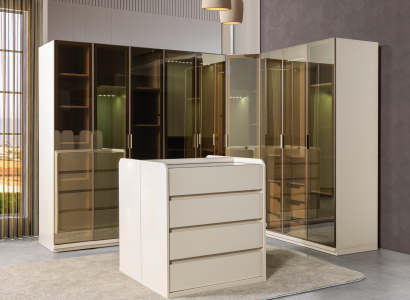 Moderná rohová skriňa s krivkou do spálne