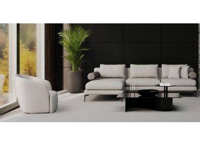 Rohová sedacia súprava s kreslom, kde je pohodlie prítomné