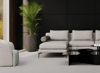 Rohová sedacia súprava s kreslom, kde je pohodlie prítomné