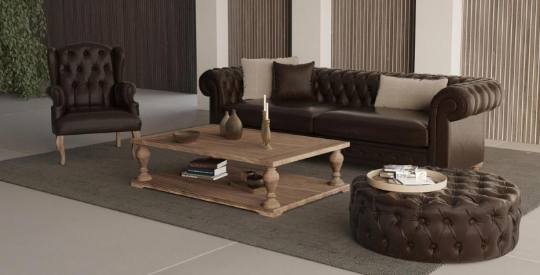 Elegantná pohovka, kreslo a puf. Skutočné pohodlie