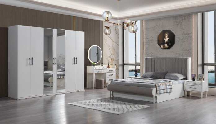 Súprava nábytku do spálne Koko 6 dielov moderná posteľ skriňa nočná skrinka