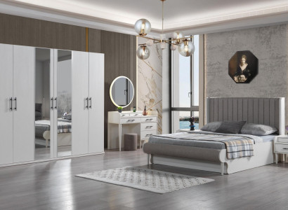 Súprava nábytku do spálne Koko 6 dielov moderná posteľ skriňa nočná skrinka