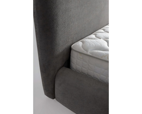 Elegantná posteľ z látky a dreva s matracom