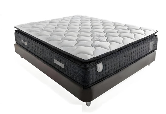 Elegantná posteľ z látky a dreva s matracom