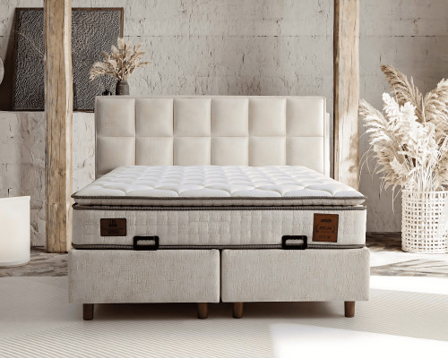 Elegantná posteľ s vankúšom z textílie