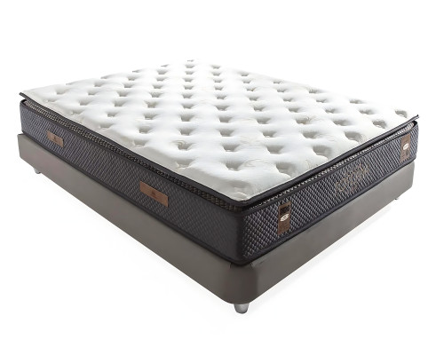 Elegantná posteľ s matracom z látky a dreva