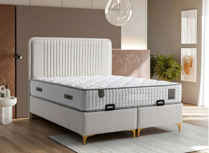 Elegantný rám postele z látky a dreva